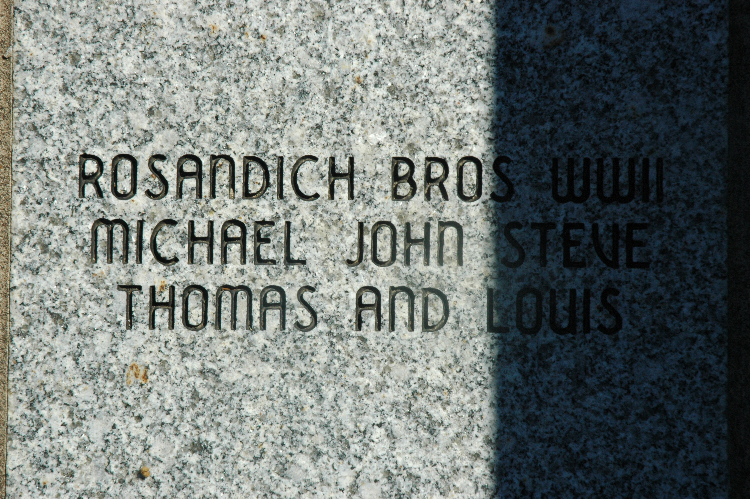 Rosandich Brothers - WWII Plaque: Michael, John, Steve, Thomas and Louis (The Highgrounds Veterans Memorial Park)